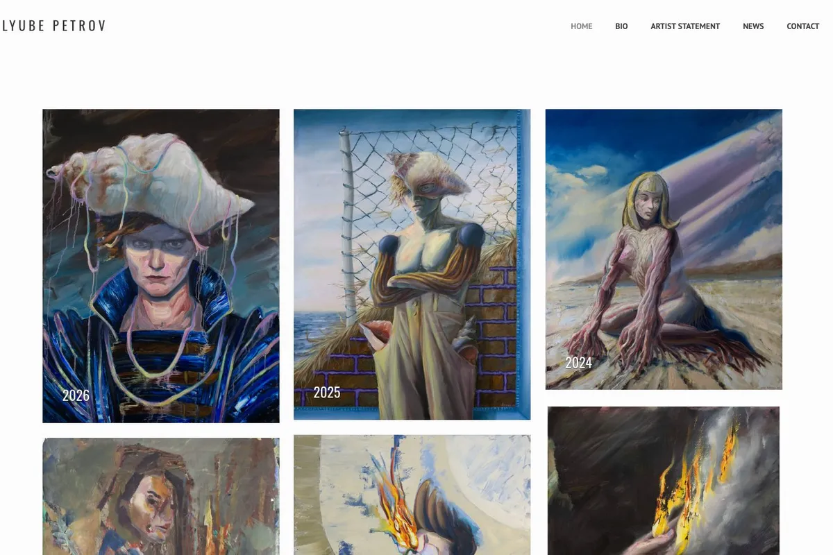 Lyube Petrov homepage with full-bleed gallery