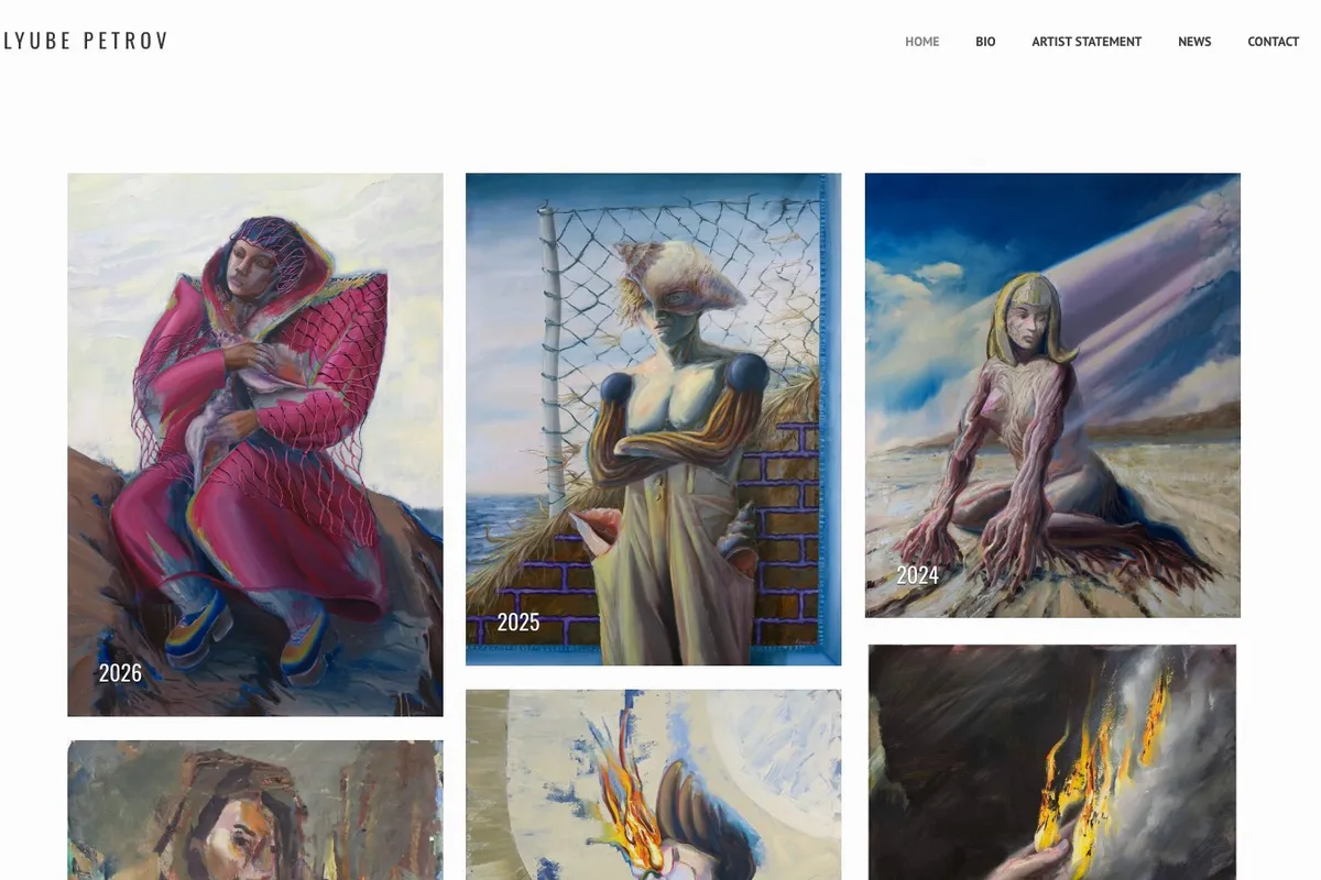 Lyube Petrov homepage with full-bleed gallery
